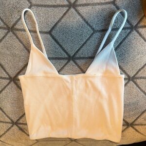 Joah Brown White Ribbed Crop Cami Tank — Size S/M